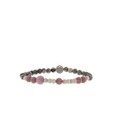 stone & mixed glass bead stretch bracelet