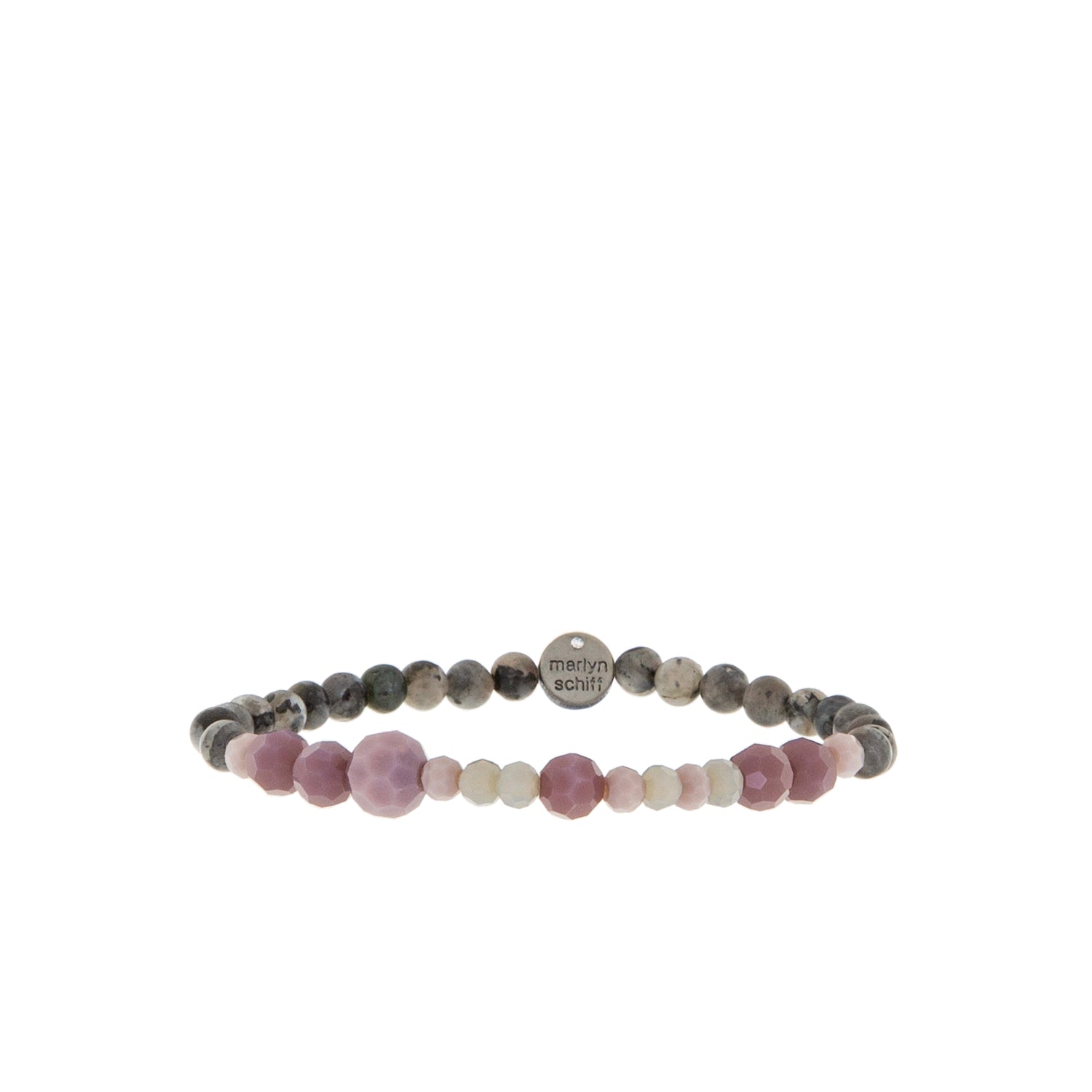 stone & mixed glass bead stretch bracelet