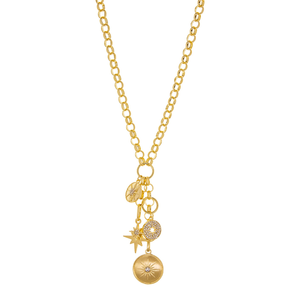 rolo link multi-charm necklace