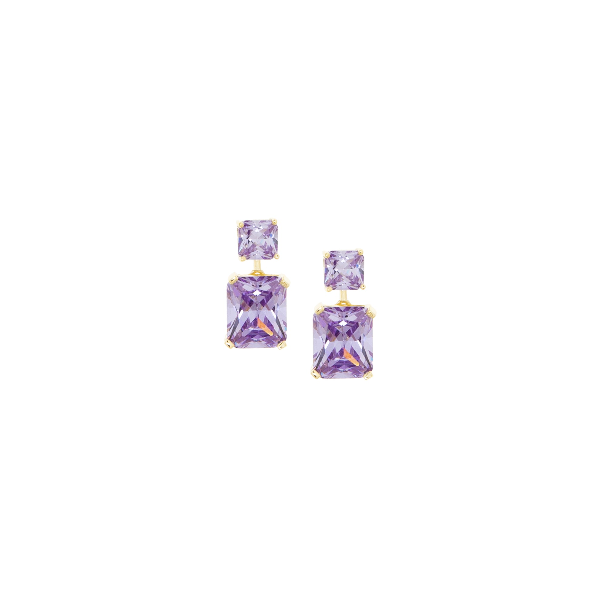 sterling silver/gold plated emerald cut post earring
