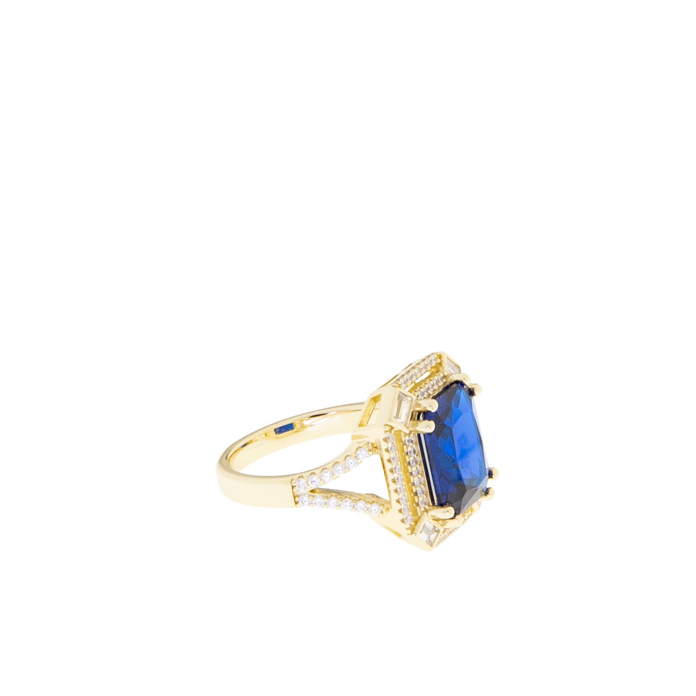 gold plated emerald cut cocktail ring