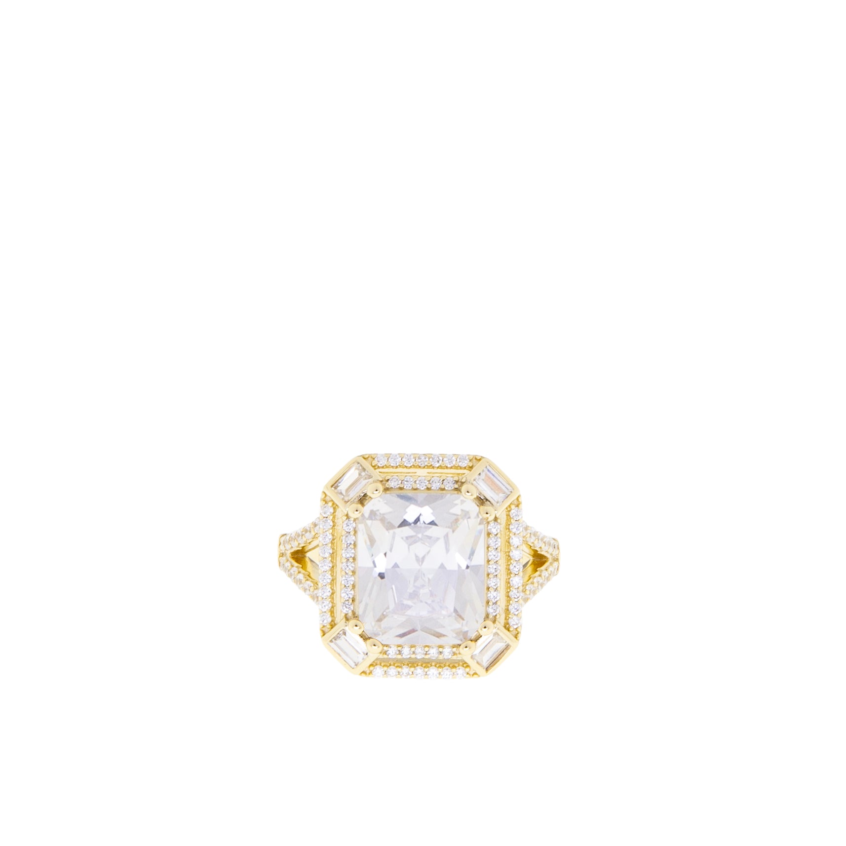 gold plated emerald cut cocktail ring