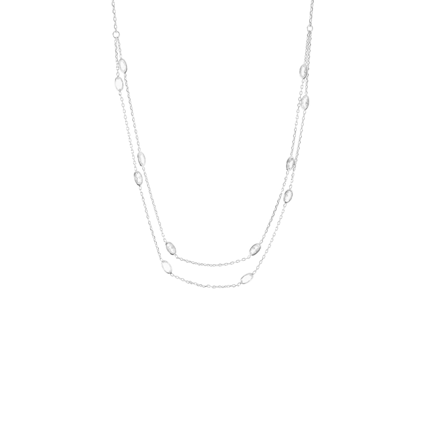 layered oval bezel necklace