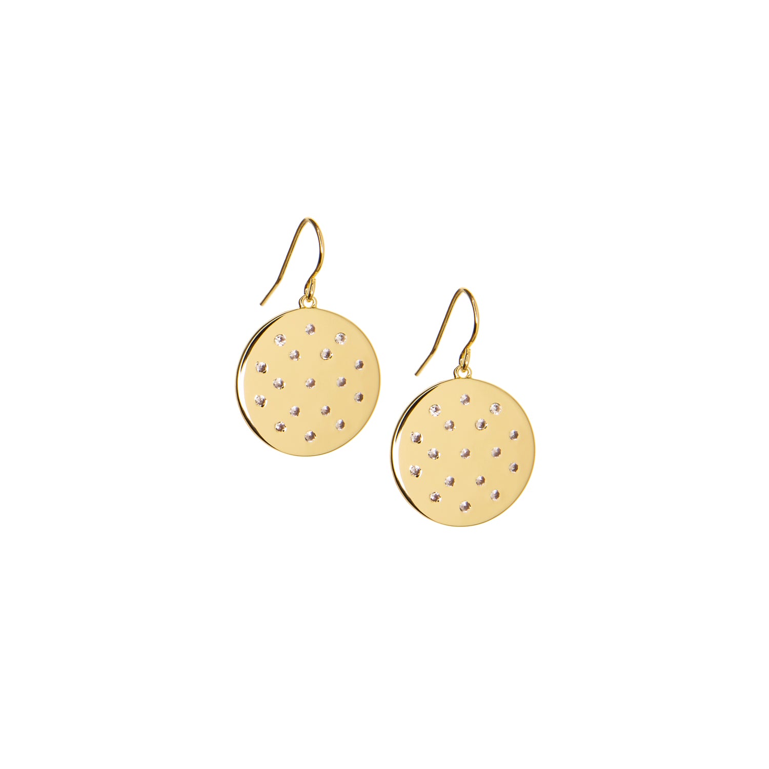 cz round disc earring