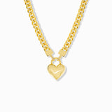 Curb Chain Necklace with Heart Pendant