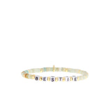 natural stone stretch bracelet with beaded BESTIE blocks