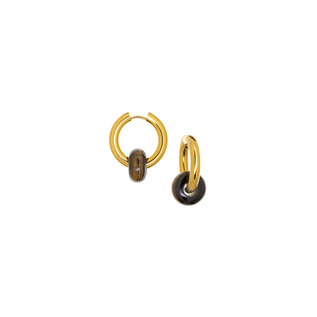 gold plated natural stone hoop