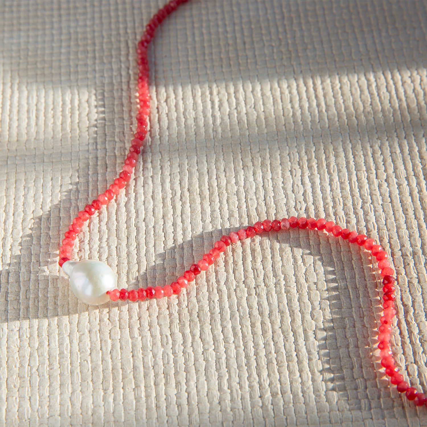 semi-precious stone necklace with pearl