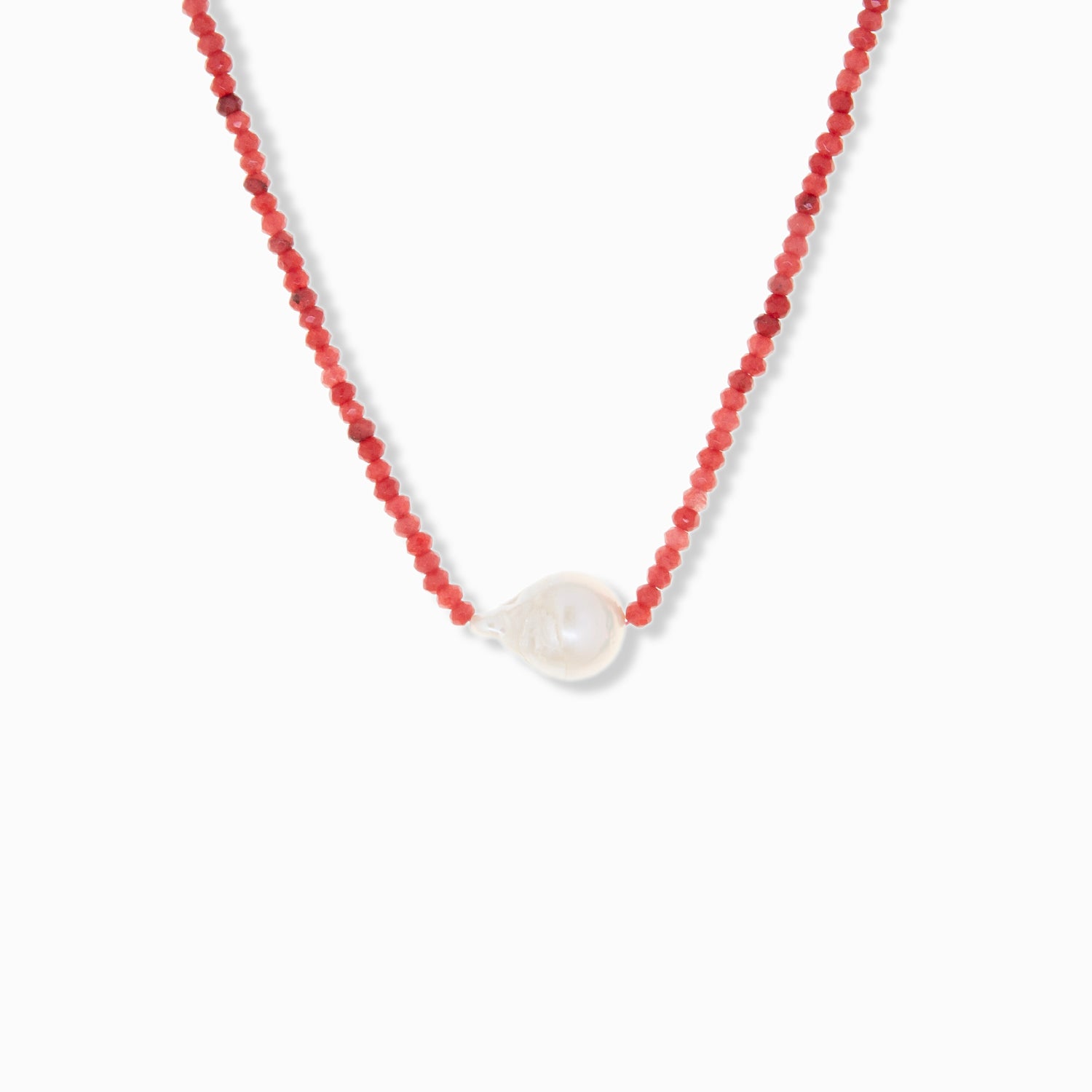 semi-precious stone necklace with pearl