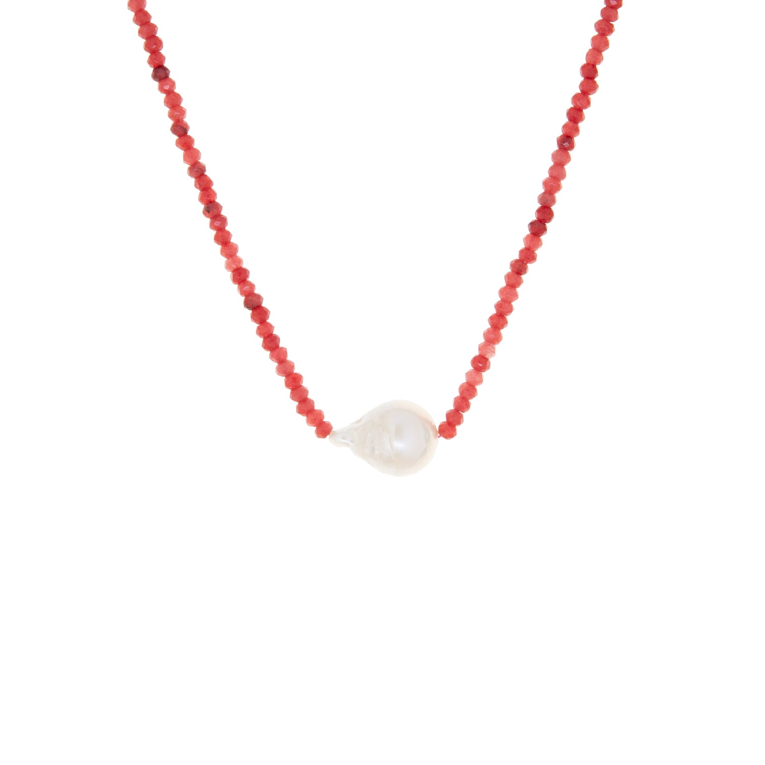 semi-precious stone necklace with pearl