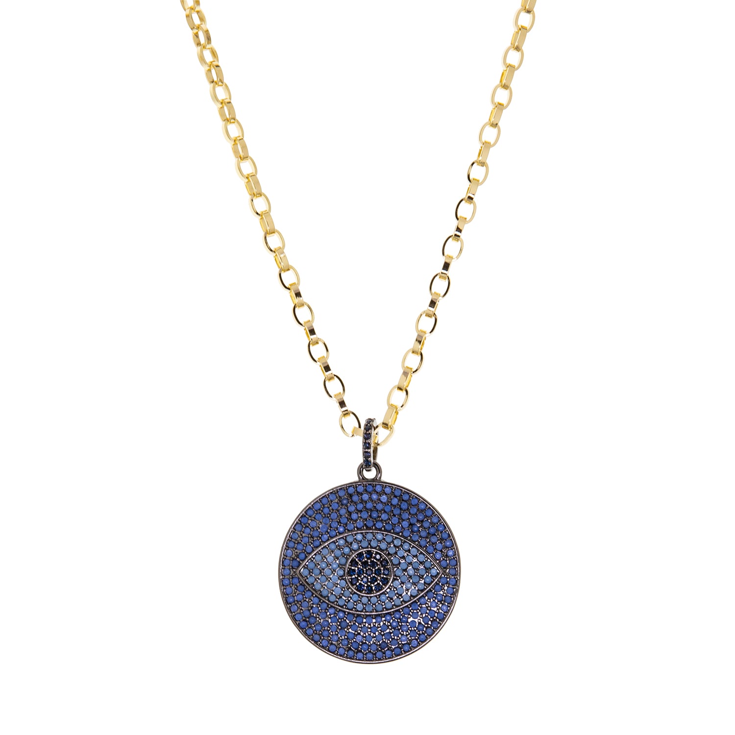 large evil eye crystal pendant necklace