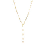 Gold Plated Paperclip Bead Y Necklace