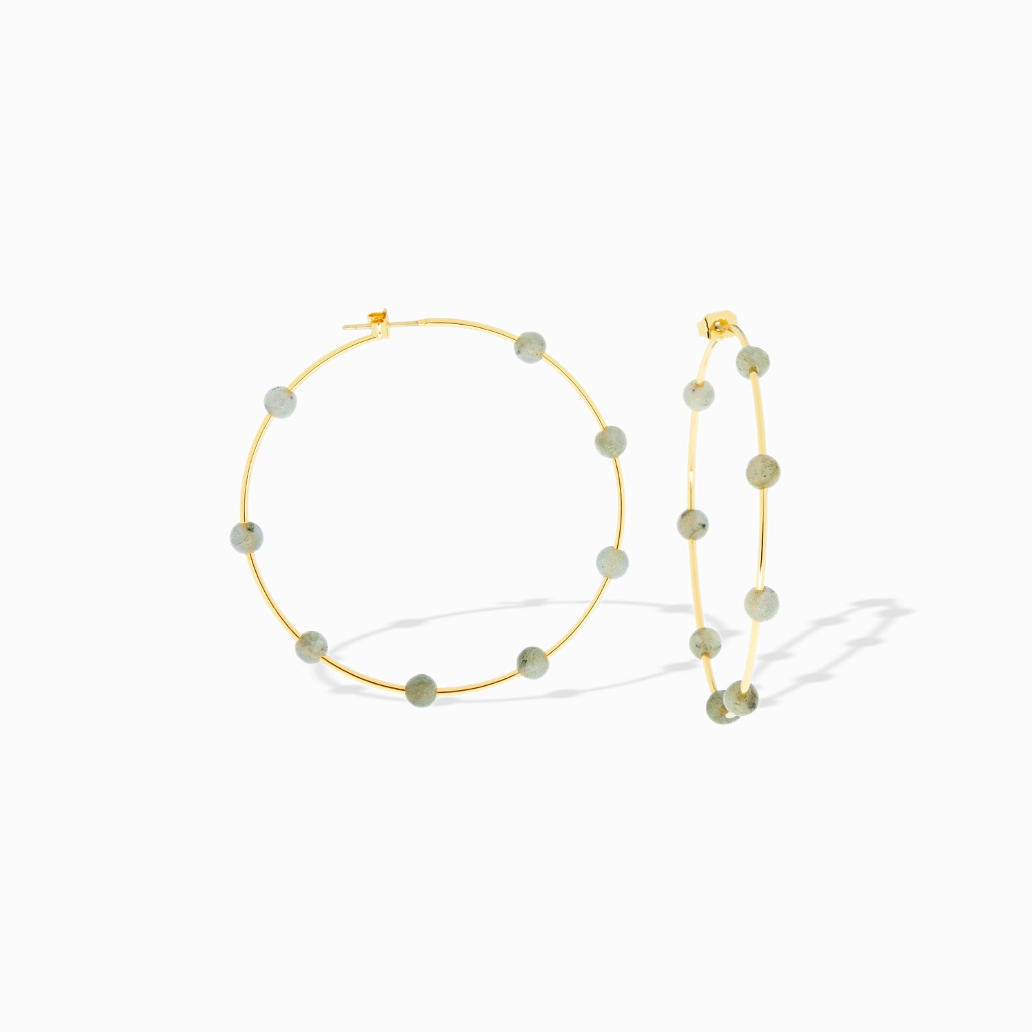 Gold Plated Spaced Natural Stone Hoop