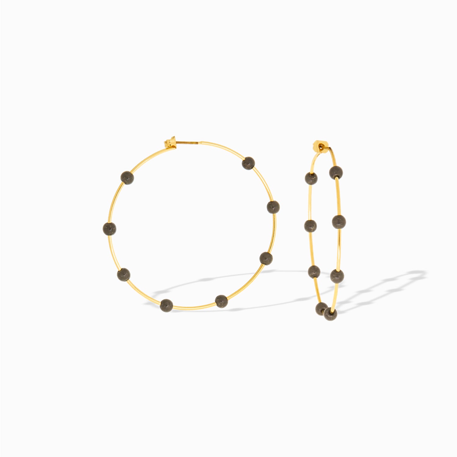 gold plated spaced natural stone hoop