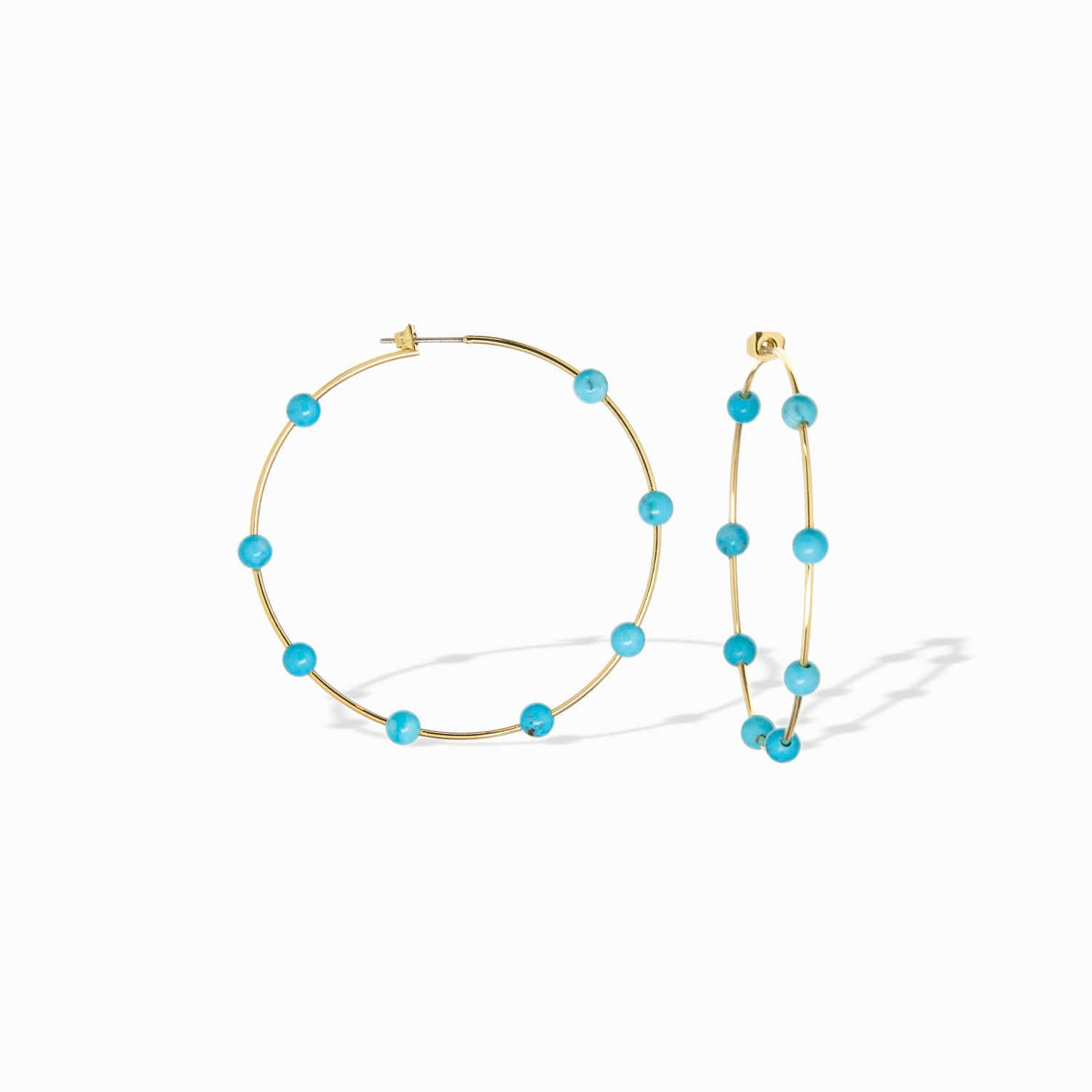 gold plated spaced natural stone hoop