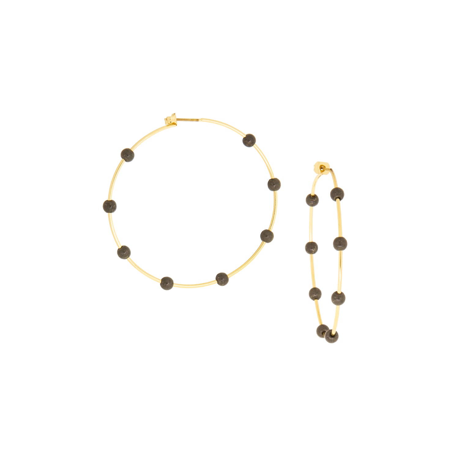 gold plated spaced natural stone hoop