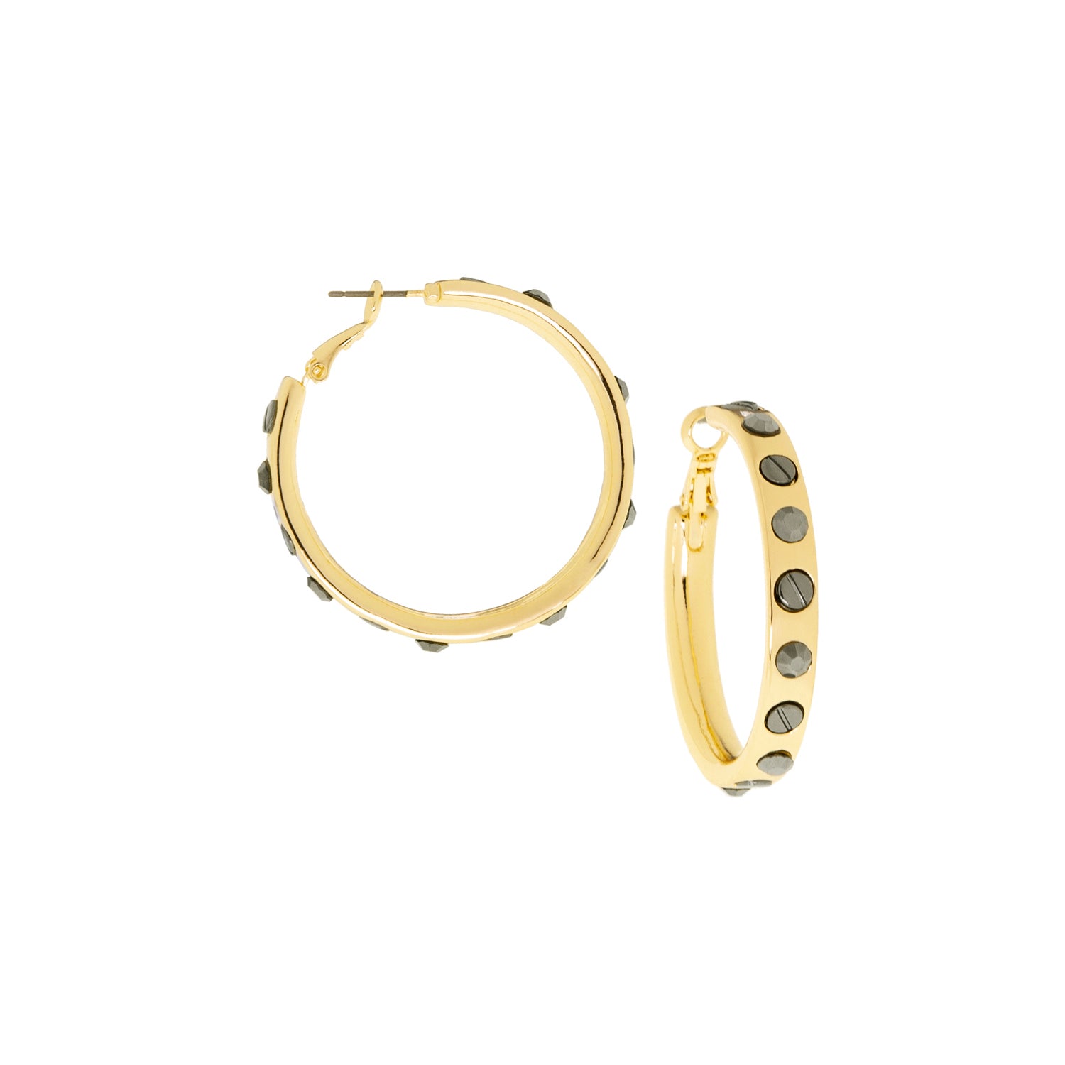 Shiny Nailhead Gemstone Hoop