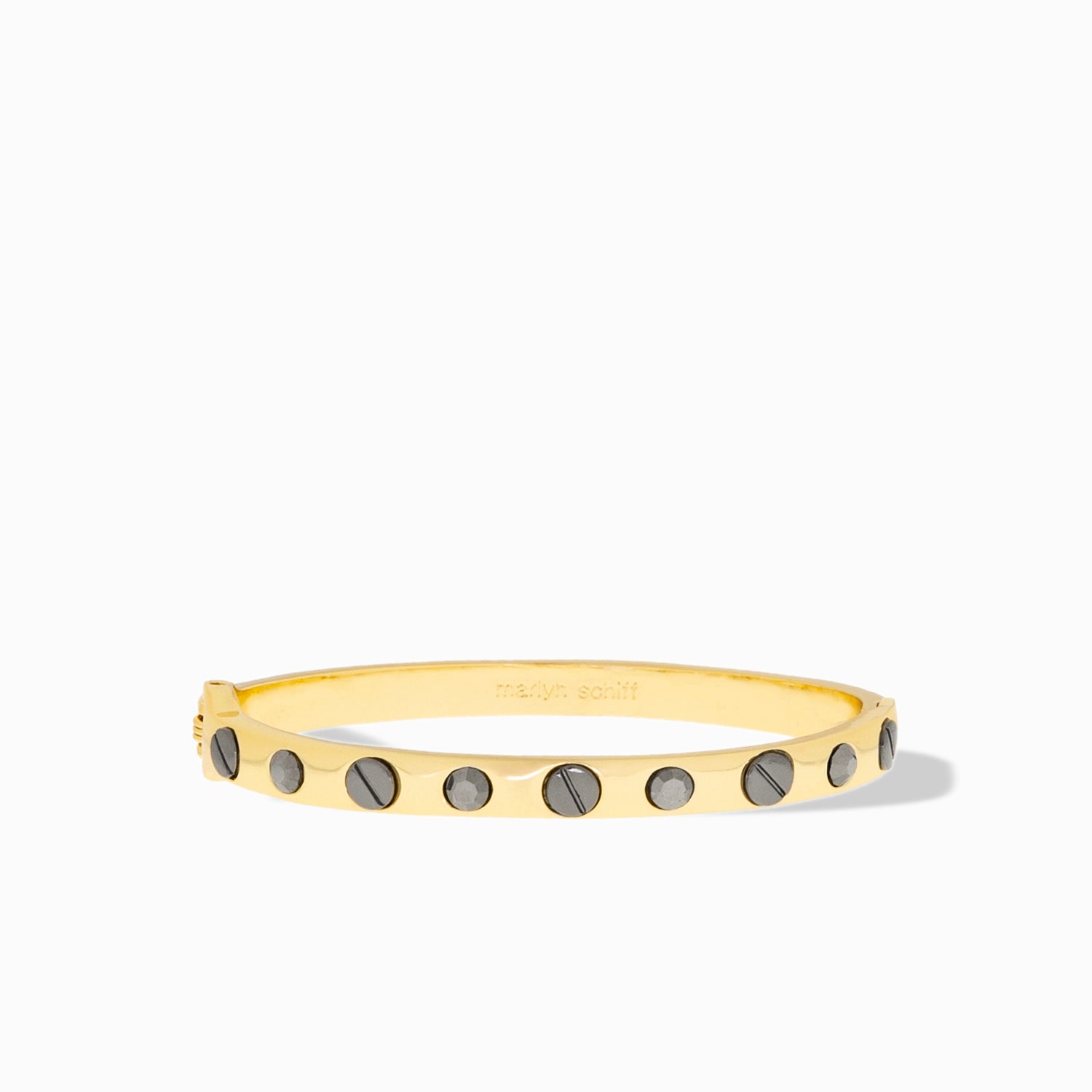 shiny metal nailhead bangle