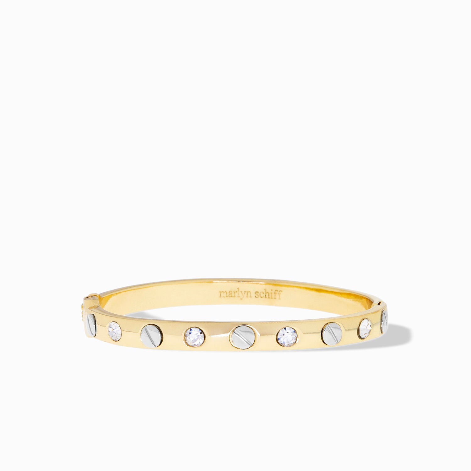 shiny metal nailhead bangle