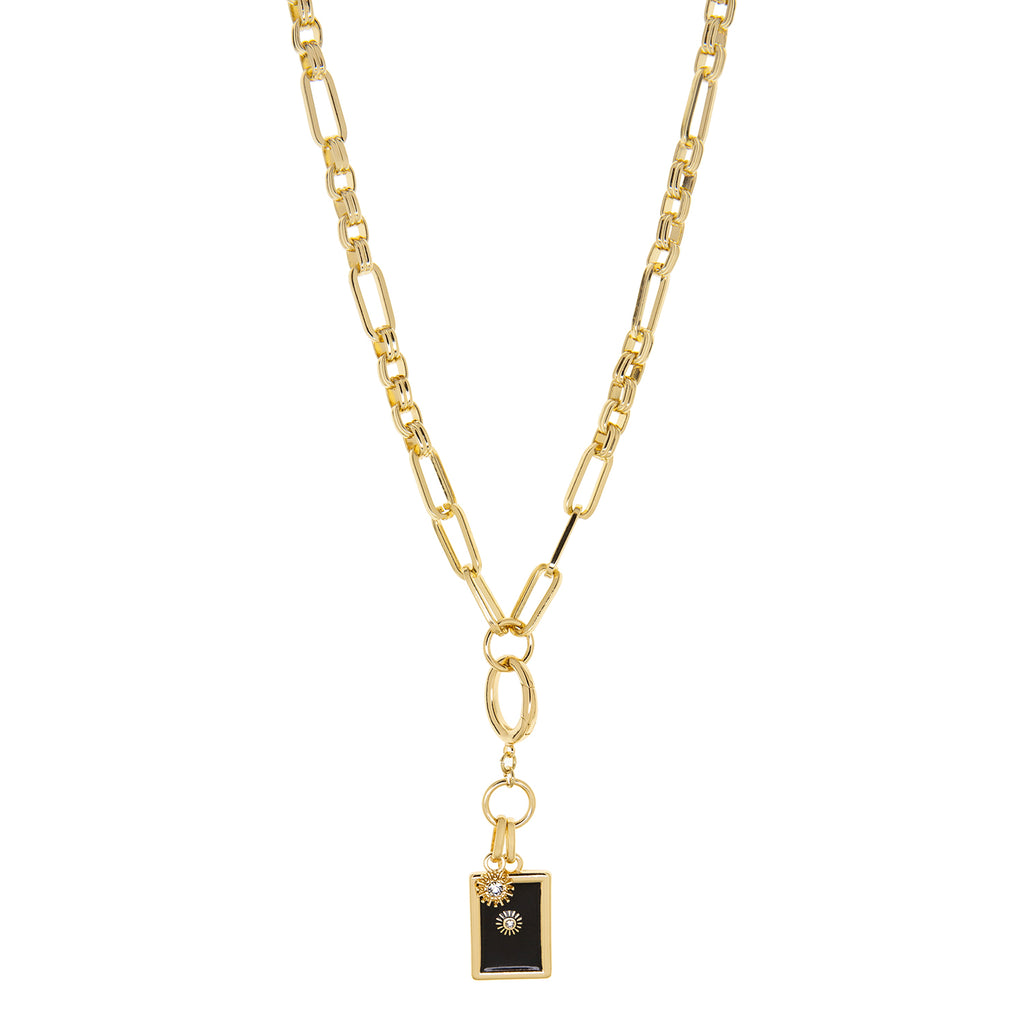 enamel rectangle drop pendant necklace
