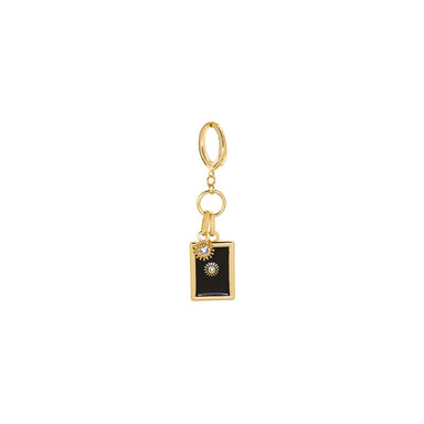 Enamel Rectangle Drop Charm with Mini Starburst - gold/onyx