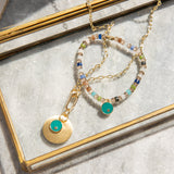 Teal Disc Multi Bead Stretch Bracelet