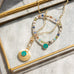 teal disc multi bead stretch bracelet
