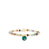 Teal Disc Multi Bead Stretch Bracelet