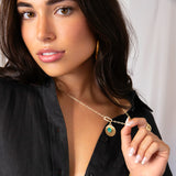 Teal Double Disc Pendant Necklace