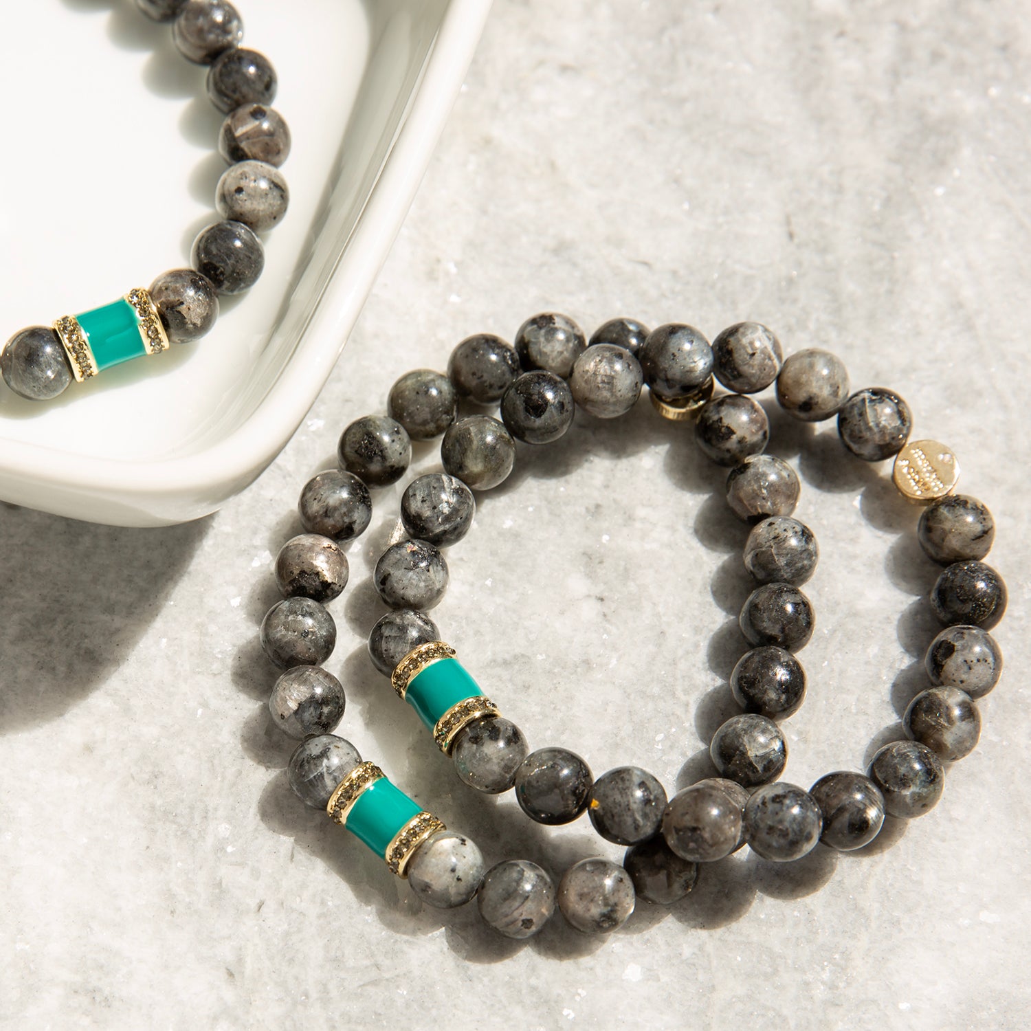 Natural Stone Teal Rondelle Bracelet