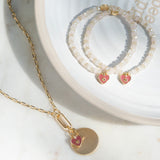 Pink Heart Multi Bead Stretch Bracelet