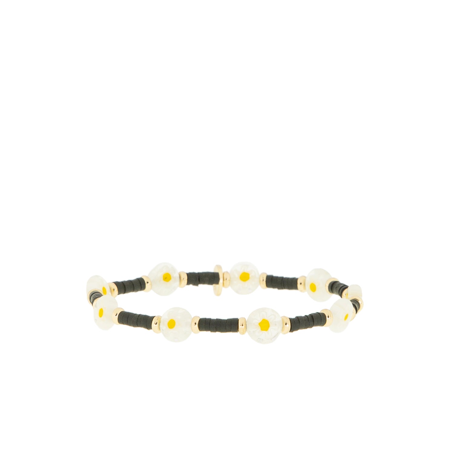 mini heishi stretch bracelet with glass beads