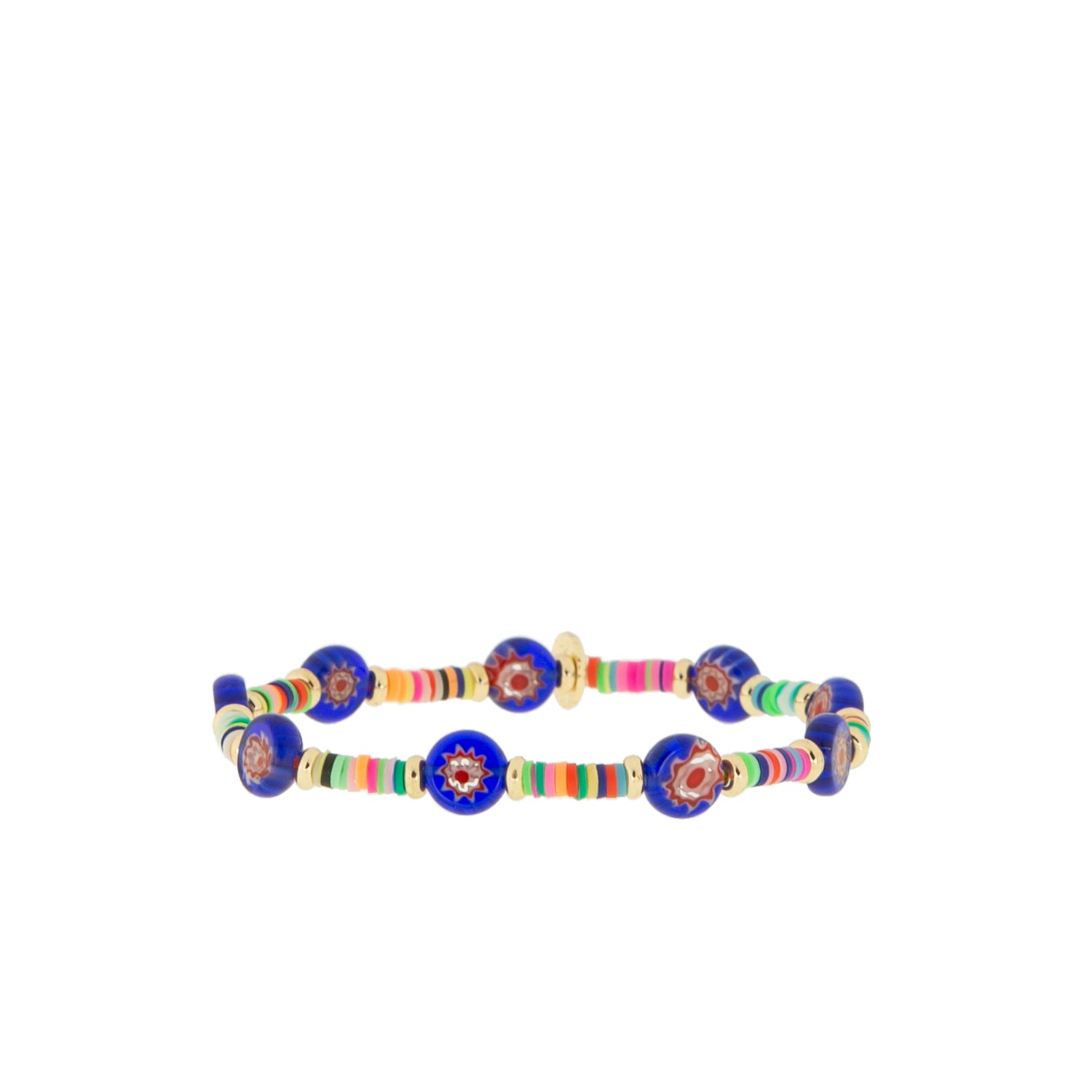 mini heishi stretch bracelet with glass beads