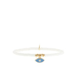mini heishi stretch bracelet with evil eye charm