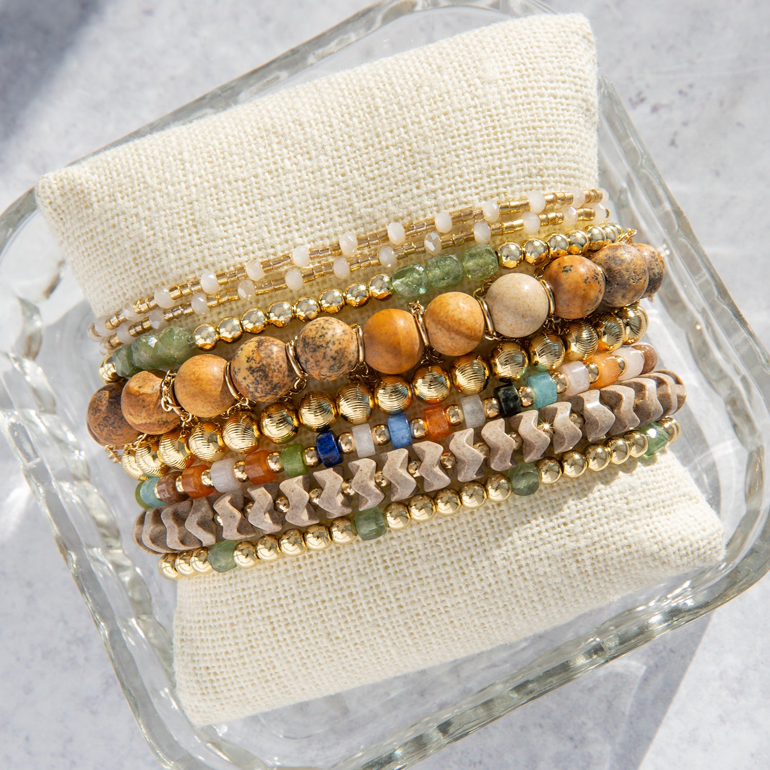 triple square bead stretch bracelet