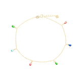 Gold Plated Teardrop CZ Stone Anklet