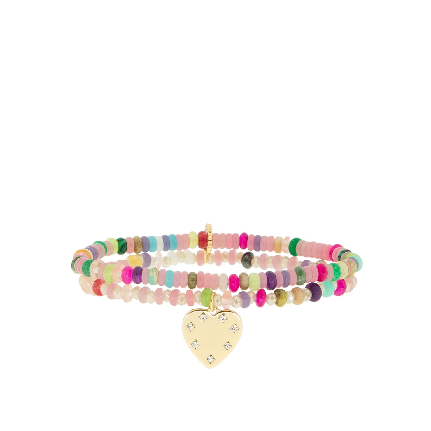 beaded heart charm bracelet set