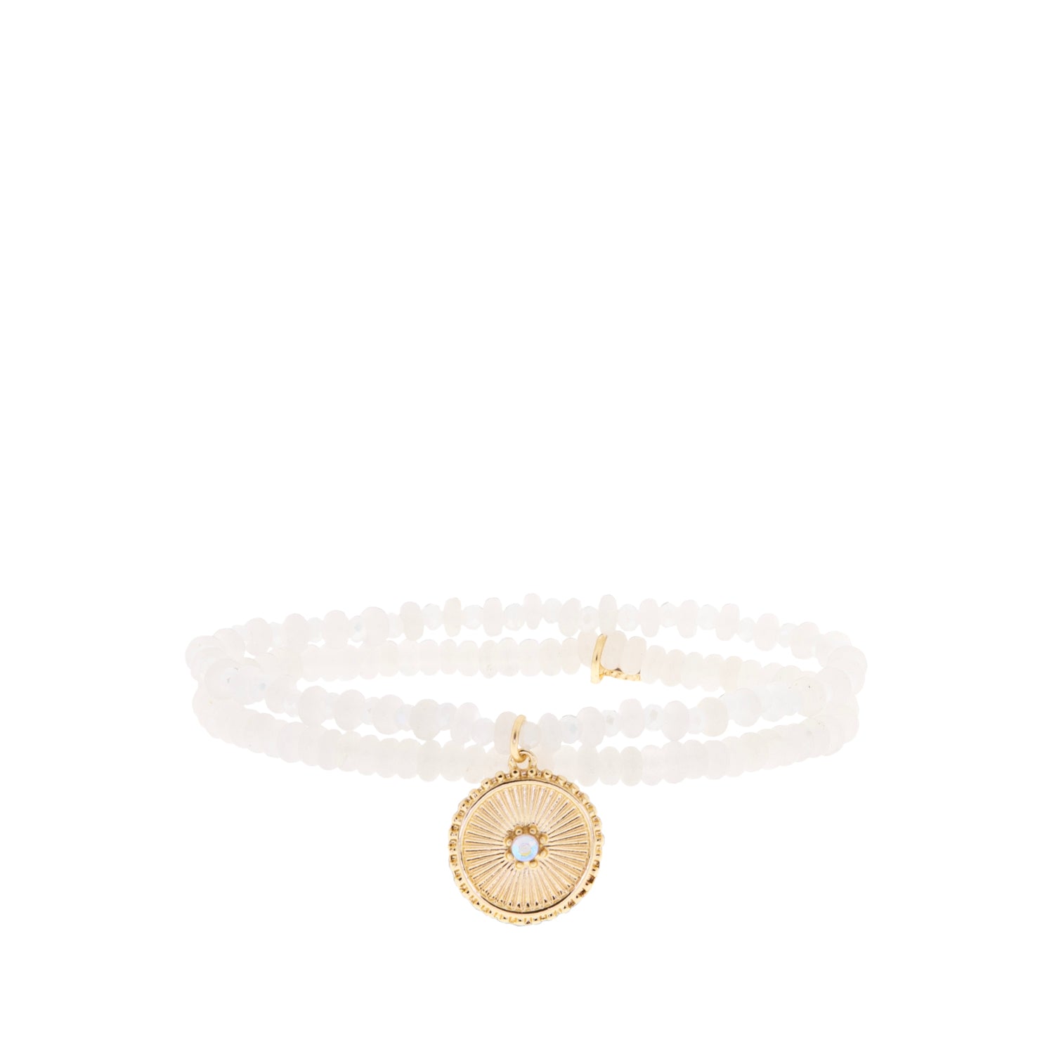 rondelle beaded bracelet set with circle charm