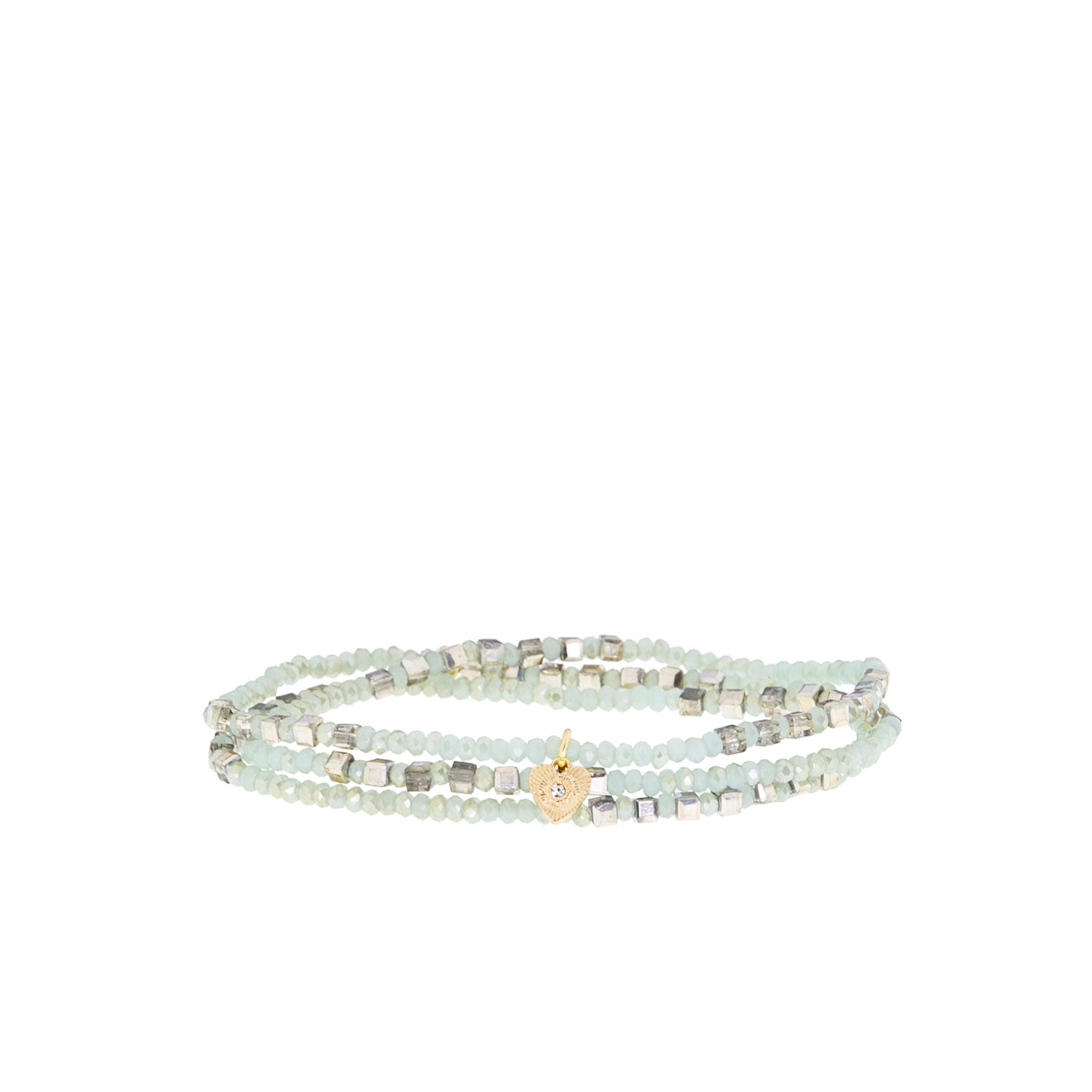 crystal stretch wrap bracelet with heart charm