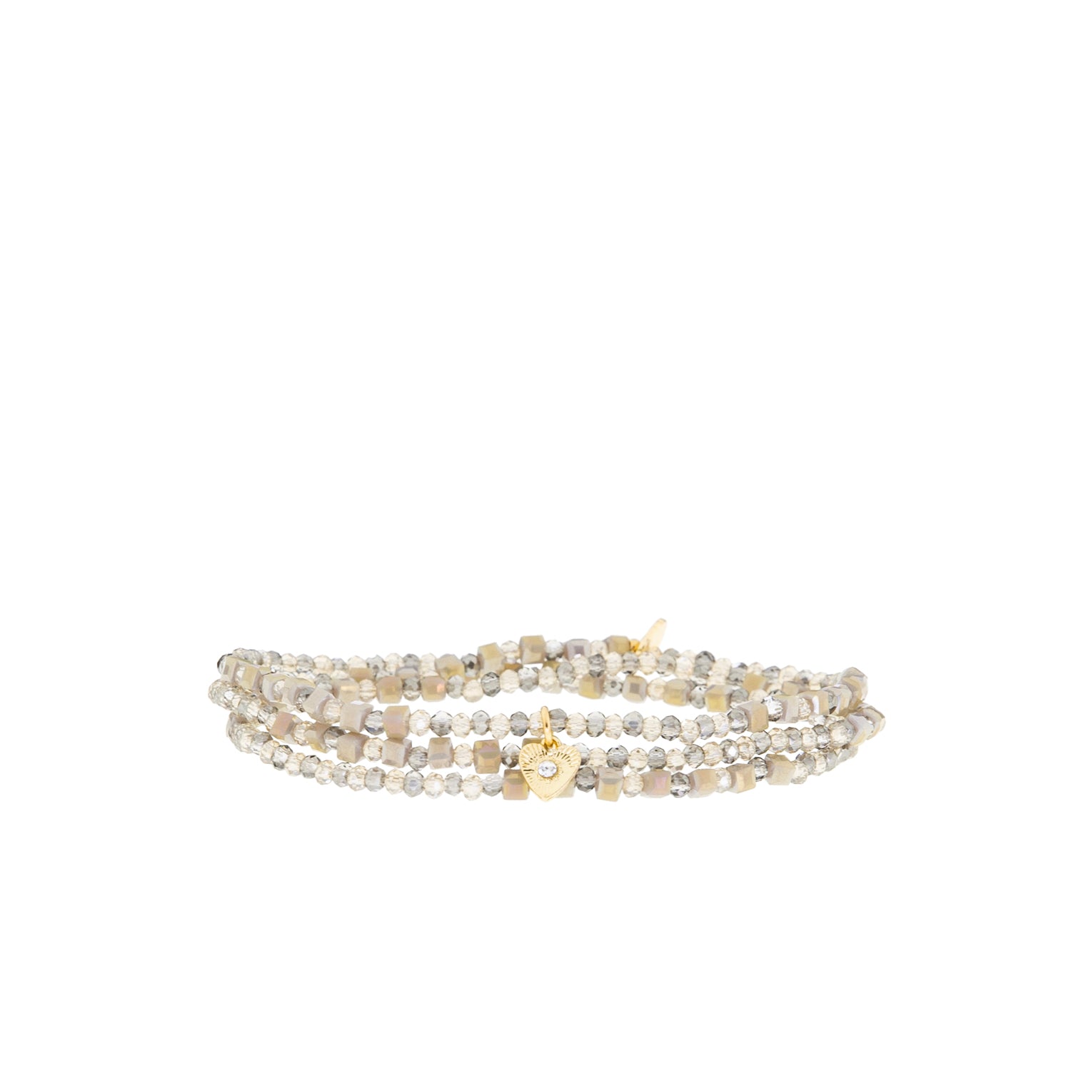 Crystal Stretch Wrap Bracelet with Heart Charm