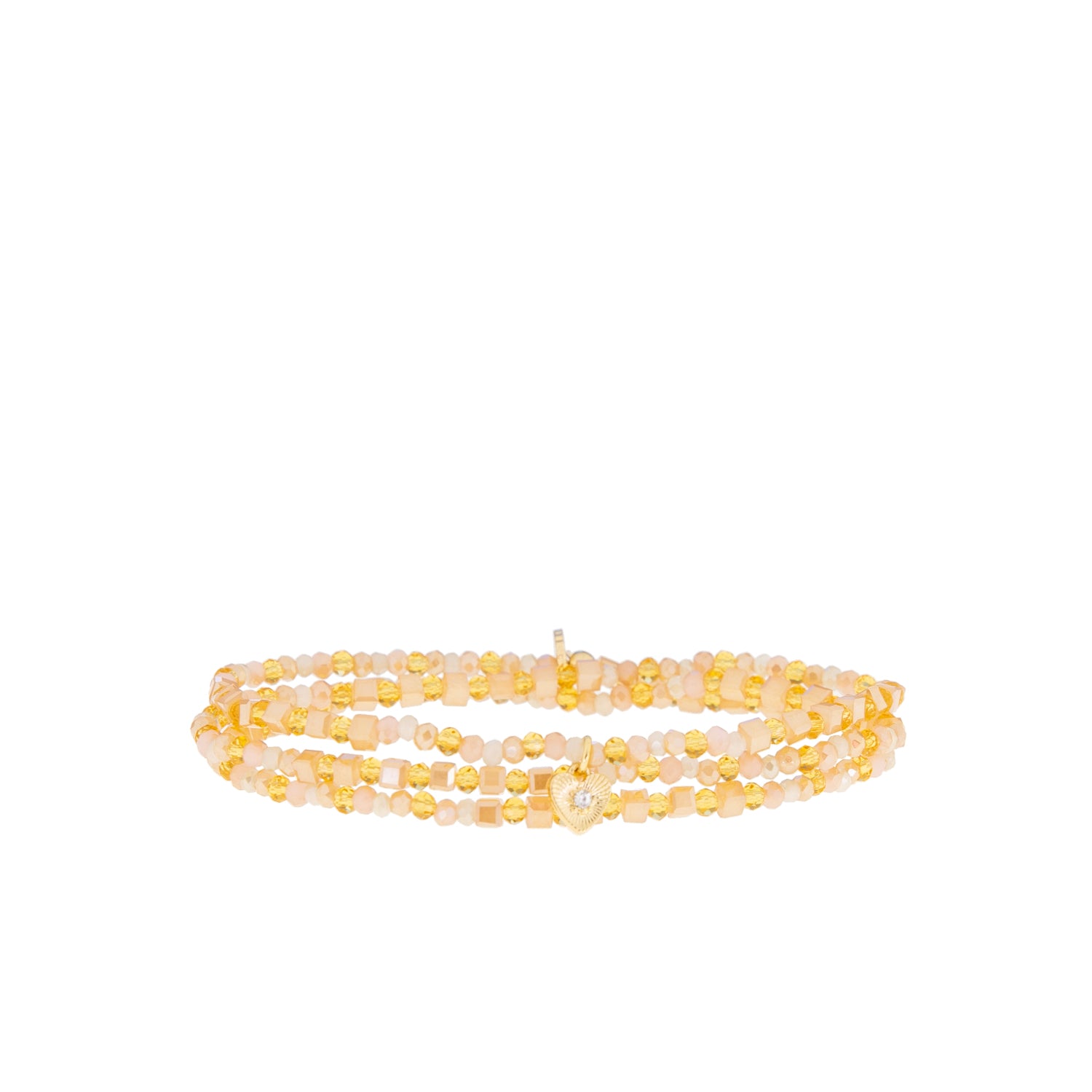 Crystal Stretch Wrap Bracelet with Heart Charm