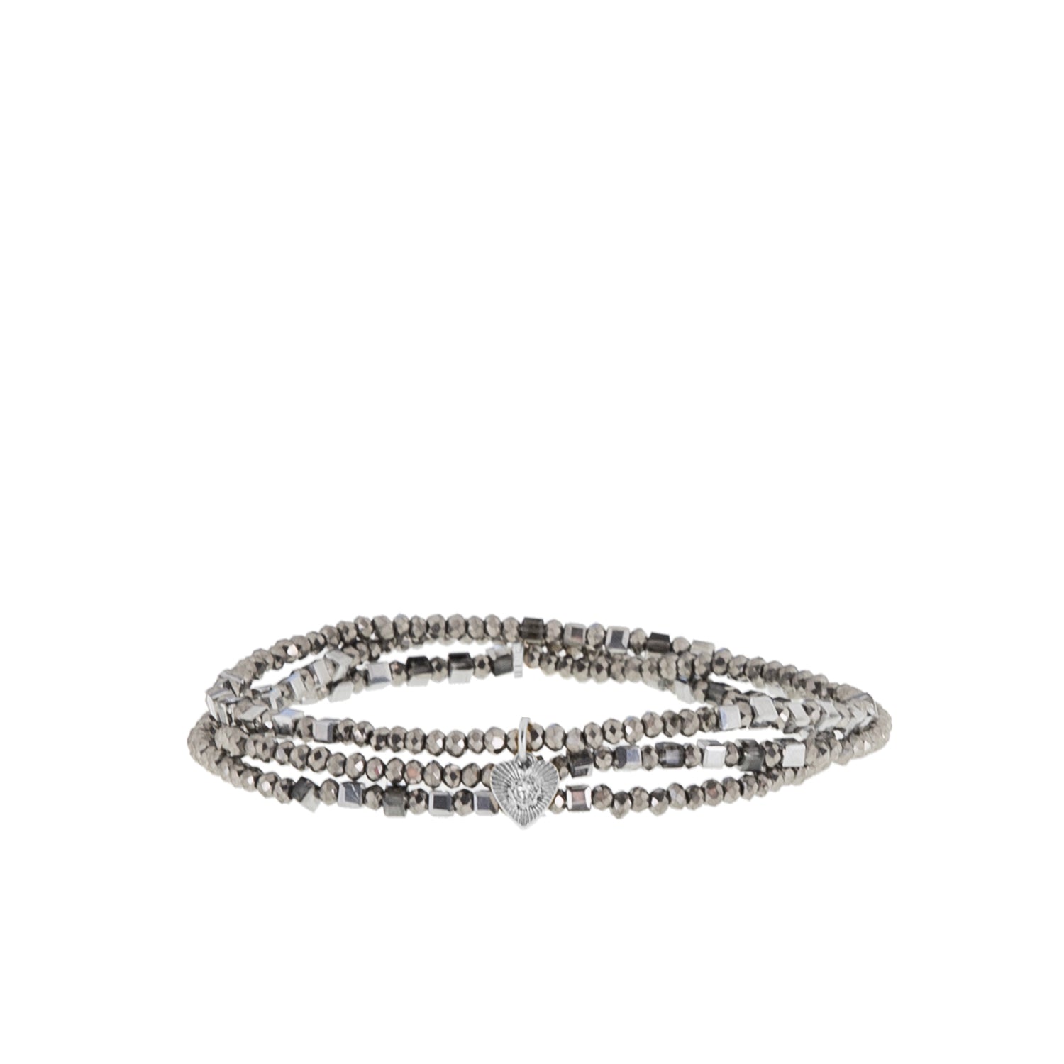 Crystal Stretch Wrap Bracelet with Heart Charm