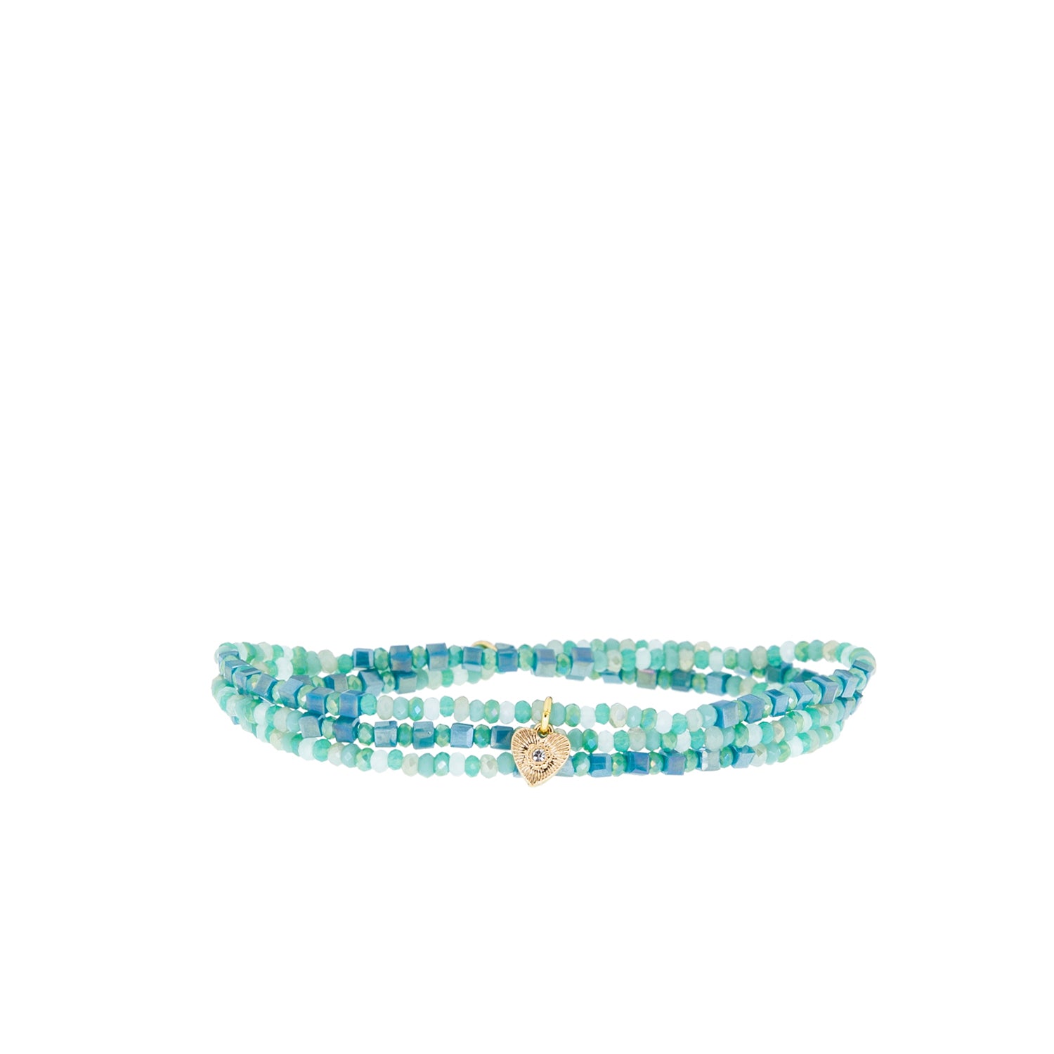 crystal stretch wrap bracelet with heart charm