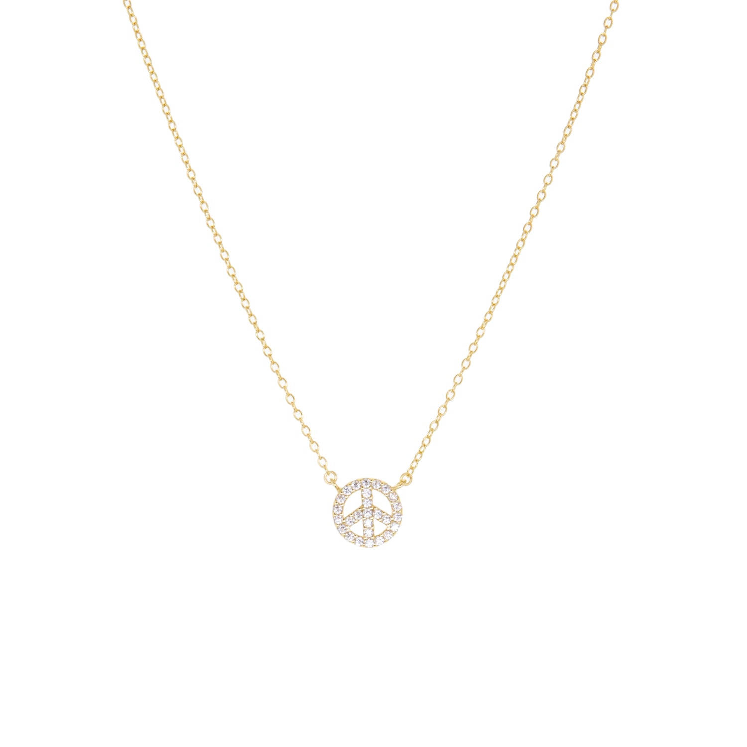 gold plated cz peace sign necklace