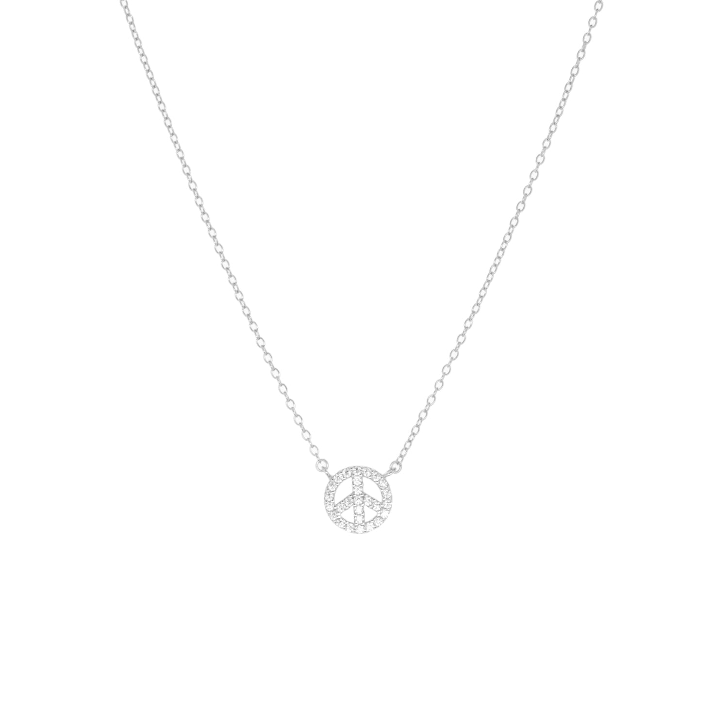 gold plated cz peace sign necklace