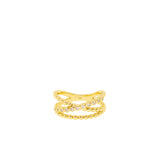 CZ and Plain Ball Crossover Ring