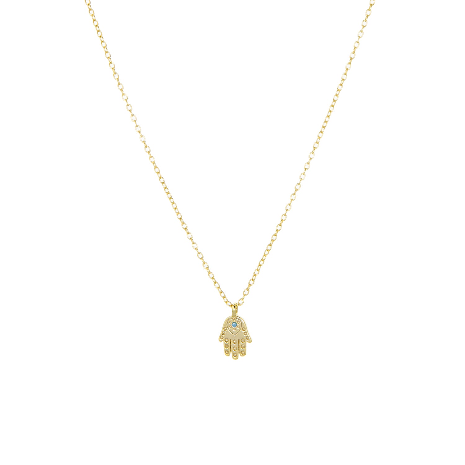gold plated hamsa charm necklace