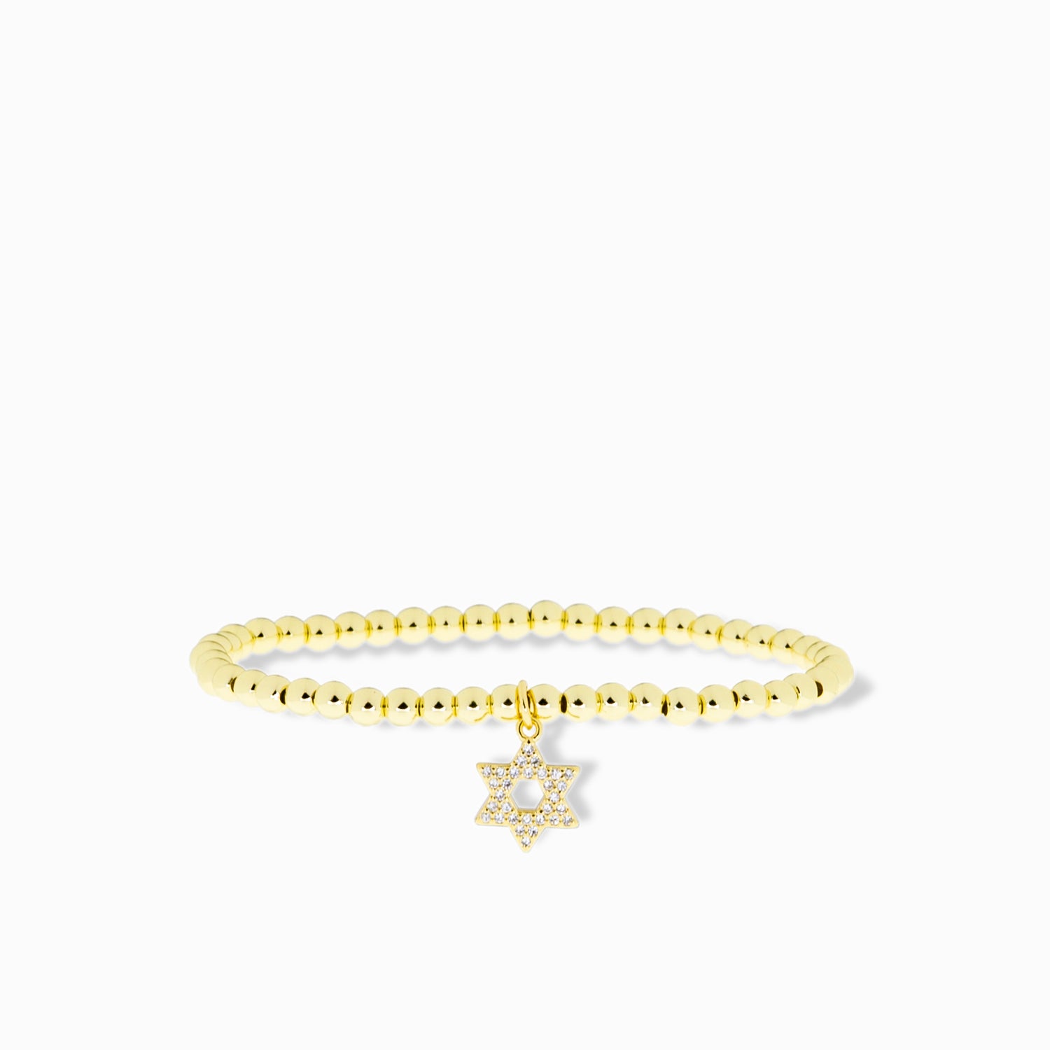 brass ball bracelet with CZ Star of David charm