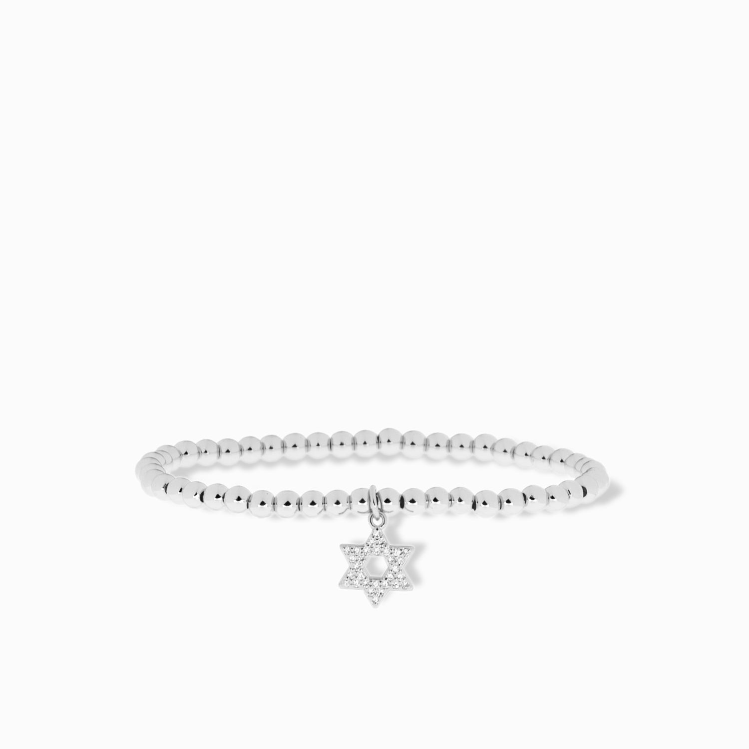 brass ball bracelet with CZ Star of David charm