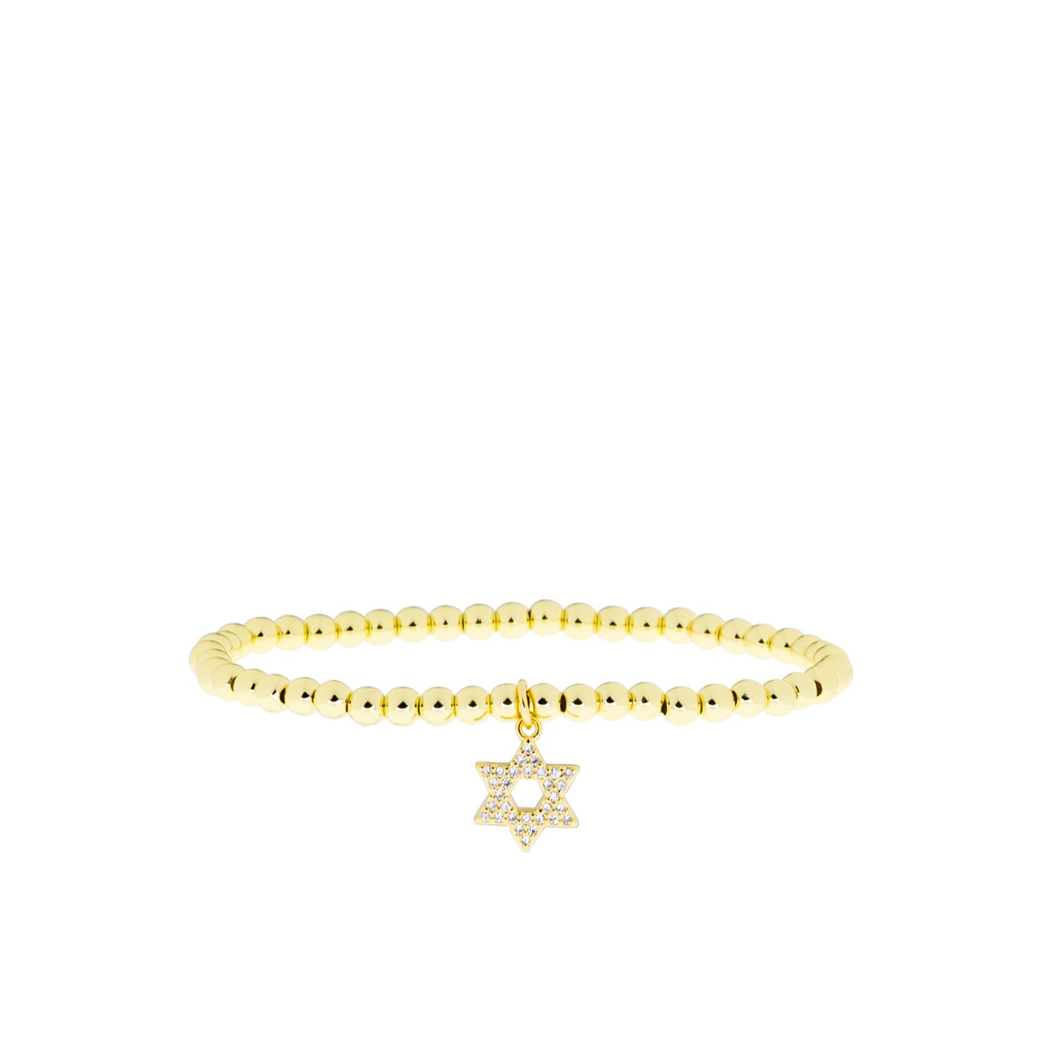 brass ball bracelet with CZ Star of David charm